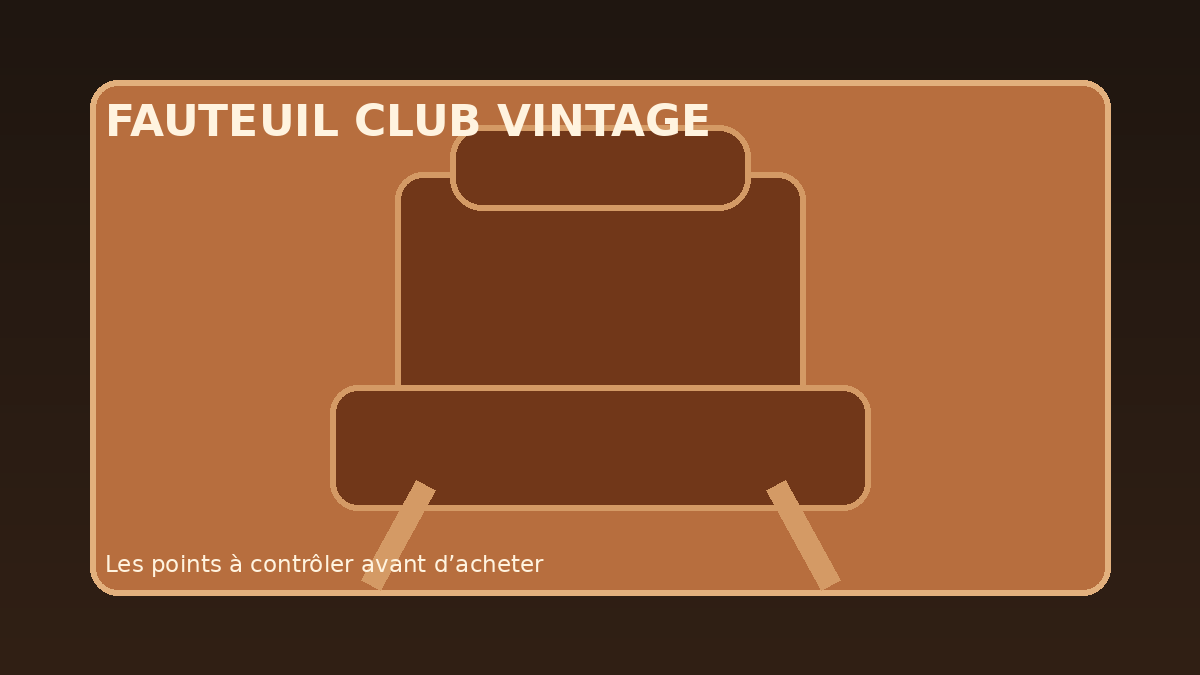 Illustration d’un fauteuil club vintage en cuir : points de contrôle avant achat