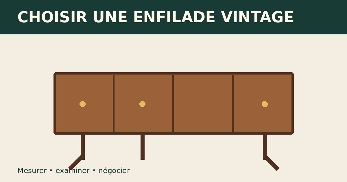 Illustration d’une enfilade vintage en bois dans un intérieur lumineux